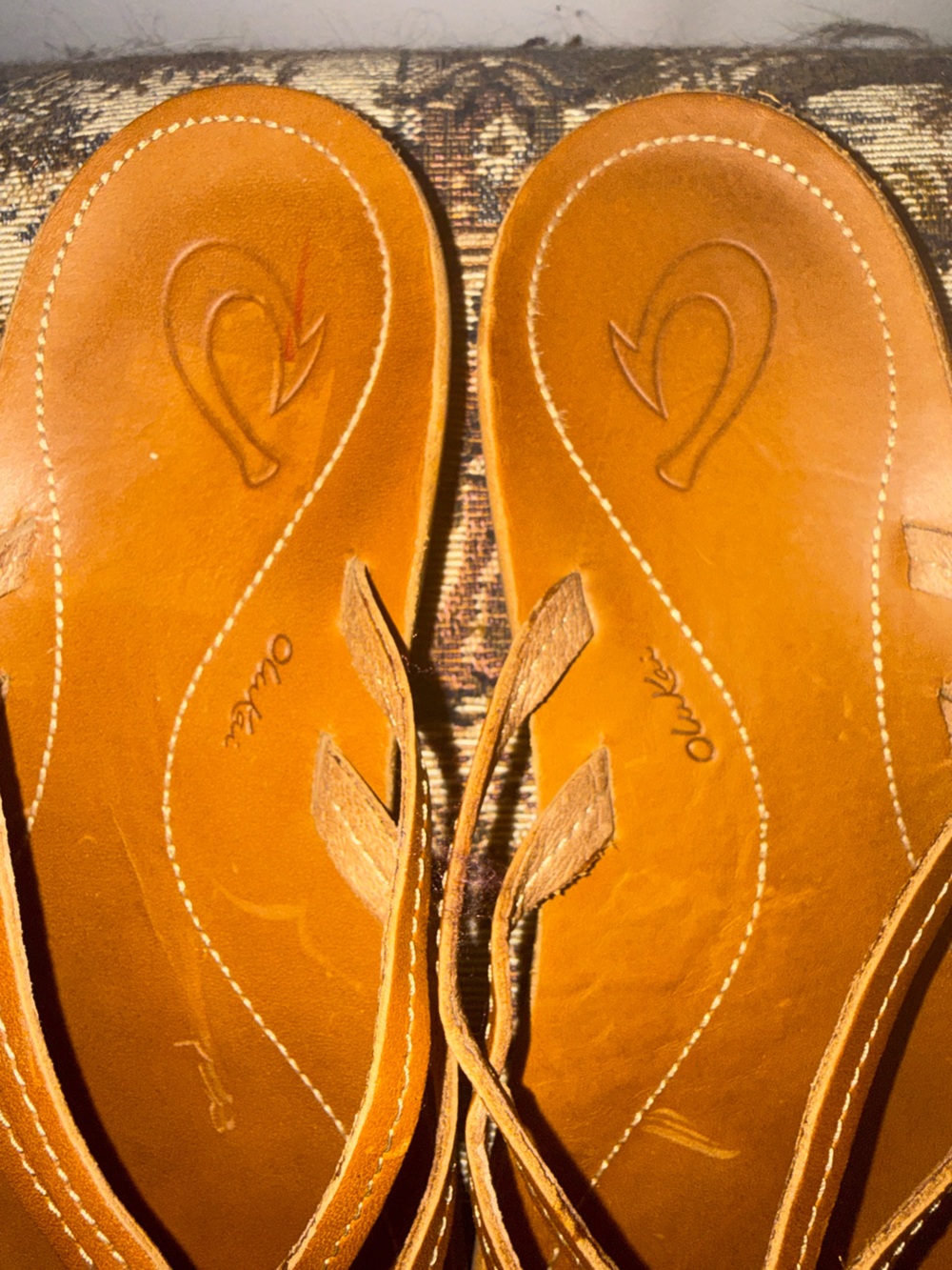 Olukai U’i Leather Flip Flop Sandals Womens 8 Sahara Brown Comfort Beach Thong - Picture 8 of 10